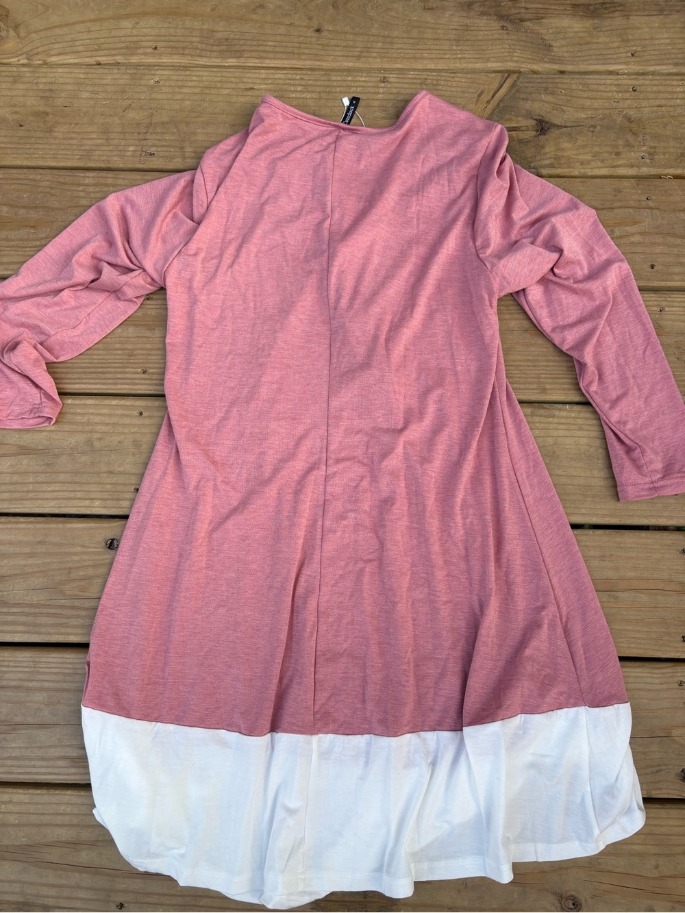 Women's Pink and White Long SleeveWomen's Pink and White Long Sleeve Tunic Dress - Picture 5 of 5